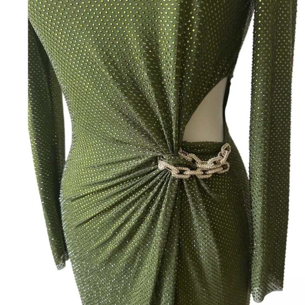 Self-Portrait Sparkling Green Long Sleeve Dress - Picture 8 of 13